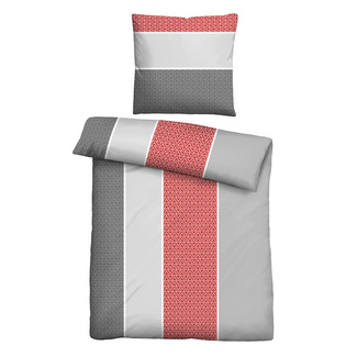 Castell Baumwoll Edelflanell Bettwäsche Längsbalken chili, 1x 135x200 cm + 1x 80x80 cm Castell Baumwoll Edelflanell Bettwäsche Längsbalken chili, 1x 135x200 cm + 1x 80x80 cm