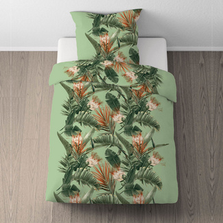 Castell Baumwoll Renforce Bettwäsche PALMENBLÄTTER fichte, 1x 135x200 cm + 1x 80x80 cm Castell Baumwoll Renforce Bettwäsche PALMENBLÄTTER fichte, 1x 135x200 cm + 1x 80x80 cm