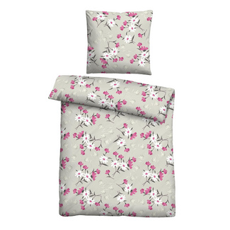 Castell Feinbiber Bettwäsche Blümchen brombeer, 1x 135x200 cm + 1x 80x80 cm Castell Feinbiber Bettwäsche Blümchen brombeer, 1x 135x200 cm + 1x 80x80 cm