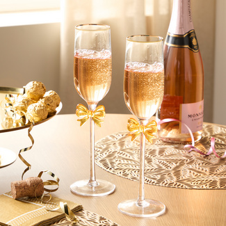 Champagnerflöten mit Schleife Champagnerflöten mit Schleife