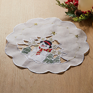 Deckchen Organza "Schneemann", Ø 30 cm Deckchen Organza "Schneemann", Ø 30 cm