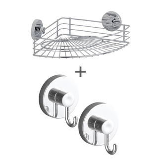 Eckablage Bari mit Haken 3-tlg. Vacuum-Loc Schwarz WENKO Eckablage Bari mit Haken 3-tlg. Vacuum-Loc Schwarz WENKO