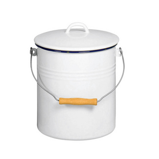 Emaille-Mülleimer 5 l mit Deckel weiß KARL KRÜGER Emaille-Mülleimer 5 l mit Deckel weiß KARL KRÜGER