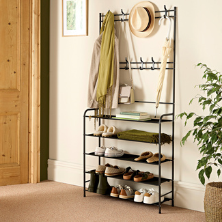 Garderoben- und Schuhständer schwarz Eldo Garderoben- und Schuhständer schwarz Eldo