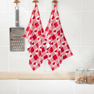 Geschirrtücher "Rote Herzen" 2er-Set Geschirrtücher "Rote Herzen" 2er-Set