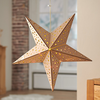 Hängedeko XL-Holzstern mit LED Hängedeko XL-Holzstern mit LED