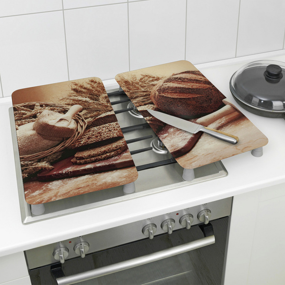 Herdabdeckplatten "Brot-Design" 2er-Set Basilico