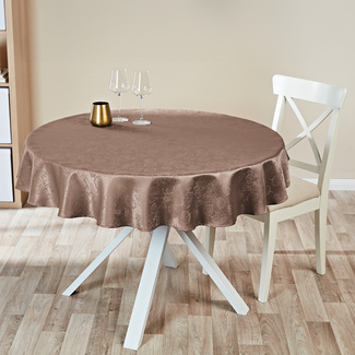 Jacquard Tischdecke taupe Eldo Ø 140cm Jacquard Tischdecke taupe Eldo Ø 140cm