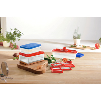 Küchenset mit Multifunktions-Hobel + 5 Aufsätzen + 3 Frischhaltedosen Küchenset mit Multifunktions-Hobel + 5 Aufsätzen + 3 Frischhaltedosen