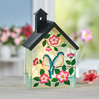 LED-Deko-Vogelhaus mit Glasfront LED-Deko-Vogelhaus mit Glasfront