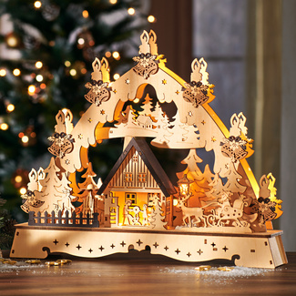Lichterbogen aus Holz "Kerzenszene" Lichterbogen aus Holz "Kerzenszene"