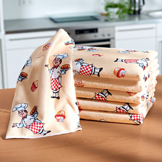 Mikofaser Geschirrtücher "Meisterkoch", 6er-Set Mikofaser Geschirrtücher "Meisterkoch", 6er-Set