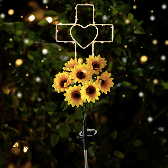 3Pagen Solar-Gartenkreuz mit Sonnenblume