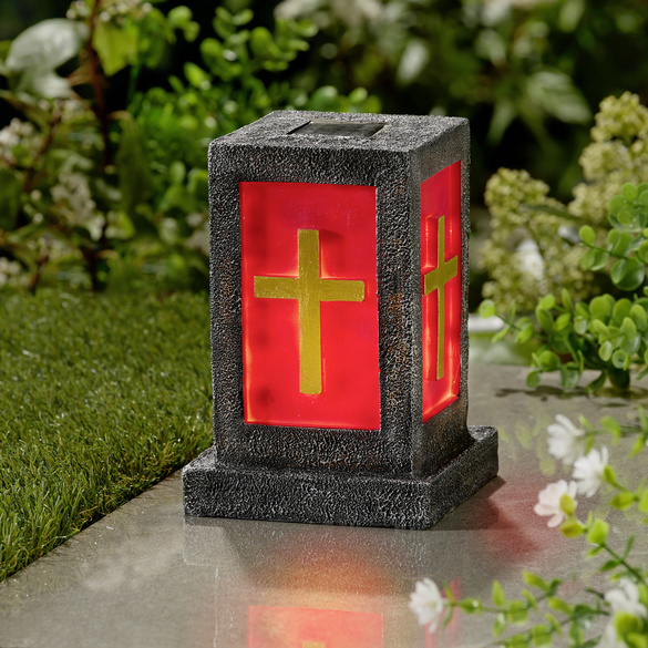 3Pagen Solar-Gedenklaterne mit Kreuz