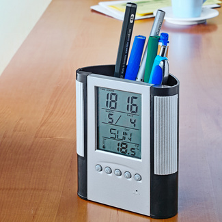 Stiftehalter mit LCD-Wecker Clarsen Stiftehalter mit LCD-Wecker Clarsen