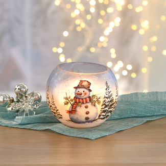 Teelichthalter Glaskugel "Schneemann" Teelichthalter Glaskugel "Schneemann"
