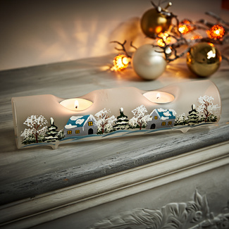 Teelichthalter "Winterdorf" aus Glas Teelichthalter "Winterdorf" aus Glas