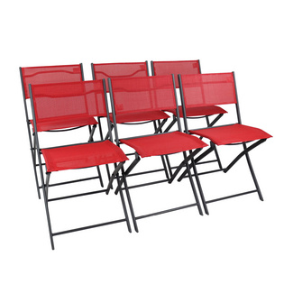 Set 6 Sedie Pieghevoli Da Giardino VCM Sumila - Colore Turchese, In Metallo Con Tessuto Textilene, H79 X L45 X P46 Cm