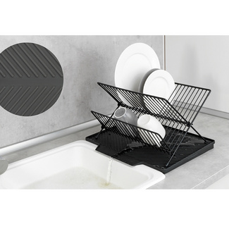 WENKO Abtropfmatte Nelia mit Abtropfgestell Schwarz WENKO Abtropfmatte Nelia mit Abtropfgestell Schwarz