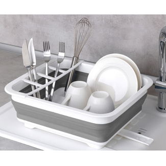 WENKO Geschirrabtropfer Gaia faltbar Grau/Weiß WENKO Geschirrabtropfer Gaia faltbar Grau/Weiß