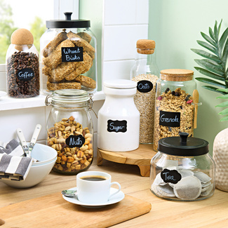 Wiederverwendbare Etiketten mit Kreidestift 32er-Set Wiederverwendbare Etiketten mit Kreidestift 32er-Set