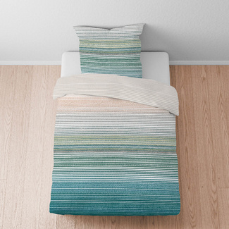 biberna Seersucker Bettwäsche QUERSTRICHE aqua, 1x 135x200 cm + 1x 80x80 cm biberna Seersucker Bettwäsche QUERSTRICHE aqua, 1x 135x200 cm + 1x 80x80 cm