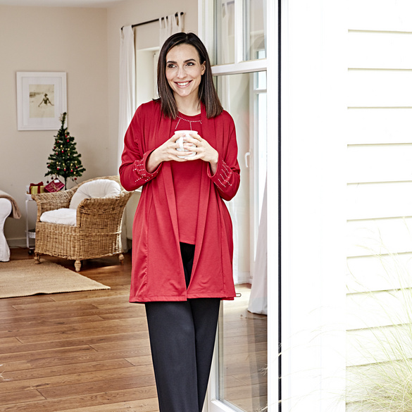 Cardigan mit Strass rot Amélie di Santi