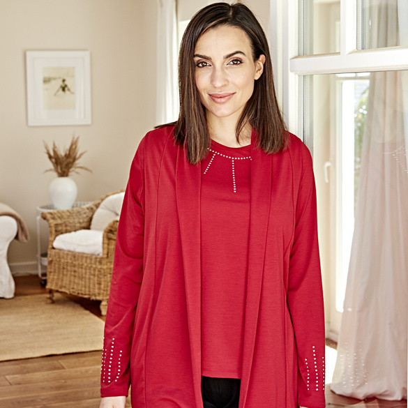 Cardigan mit Strass rot Amélie di Santi