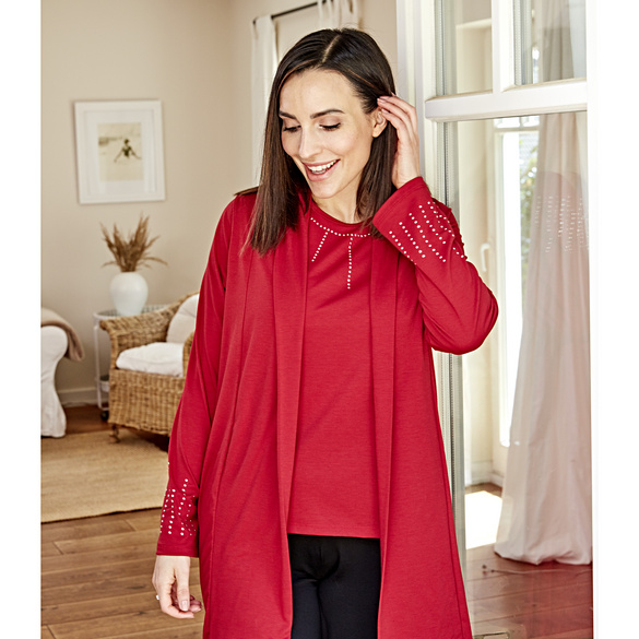 Cardigan mit Strass rot Amélie di Santi