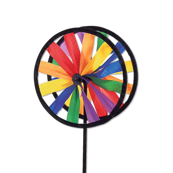 Garten Windspiel / Windrad aus Stoff, 2 Räder, bunt