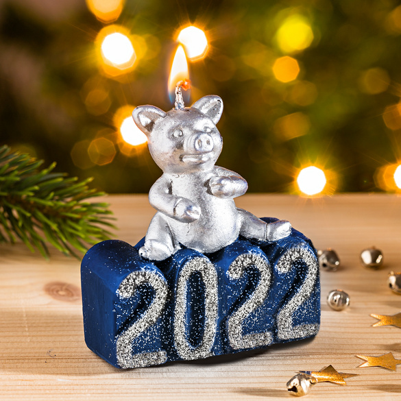 Neujahrskerze 2022 "Glücksschwein"