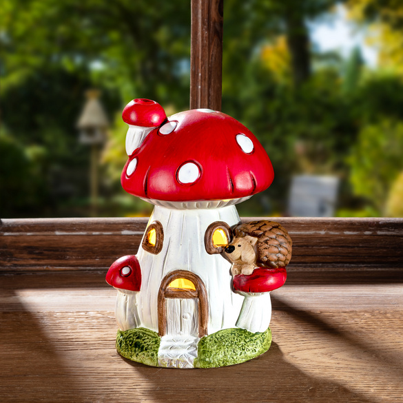 Deko Pilz terrakotta mit LED-Beleuchtung