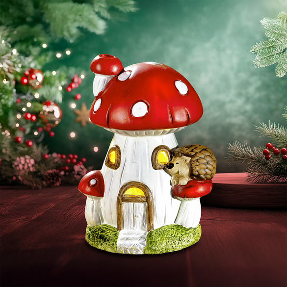 Deko Pilz terrakotta mit LED-Beleuchtung