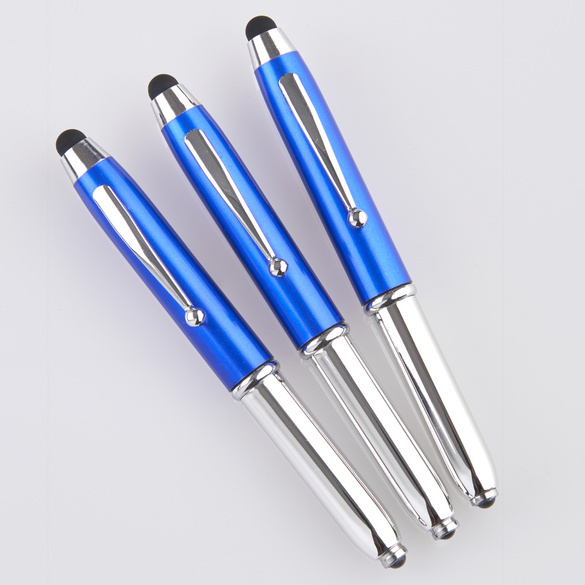 Touchpen-Kugelschreiber mit Taschenlampe, 3er-Set