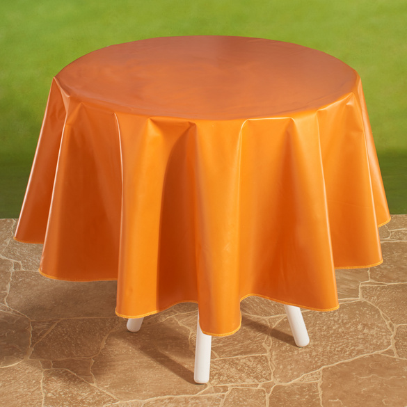 Wachstischdecke "Karo" orange, Ø 140 cm