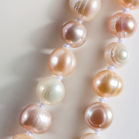 Perlenkette rosé/weiß 130 cm