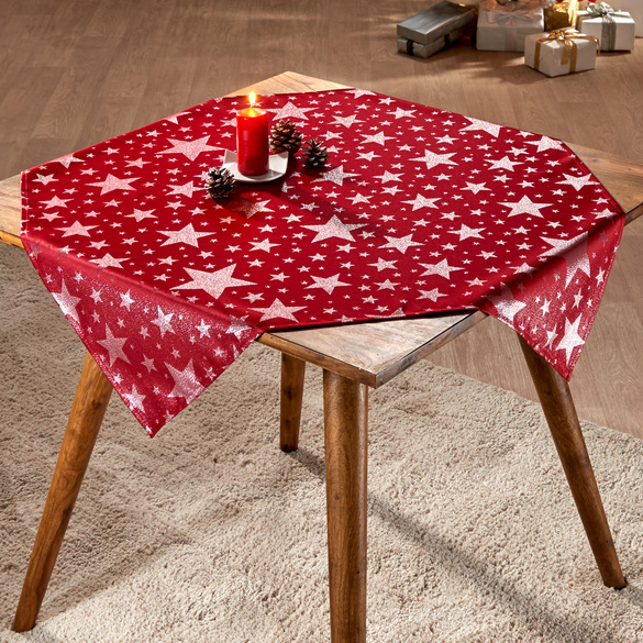Tischdecke "Sterne" rot, 85 x 85 cm