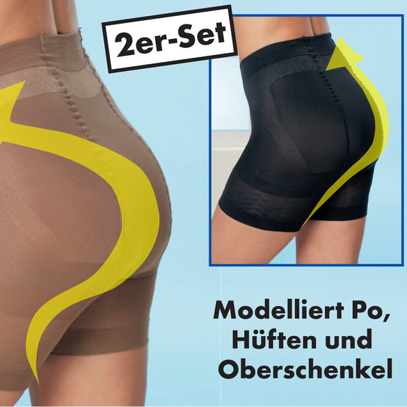 2 Fitform-Pantys schwarz + haut