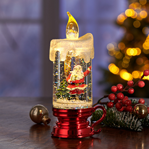 LED Glitter Kerze Santa