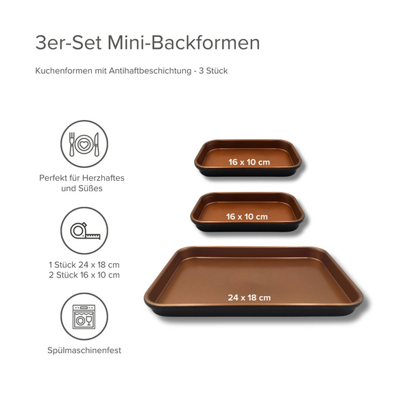 Antihaft Mini-Backformen 3er-Set