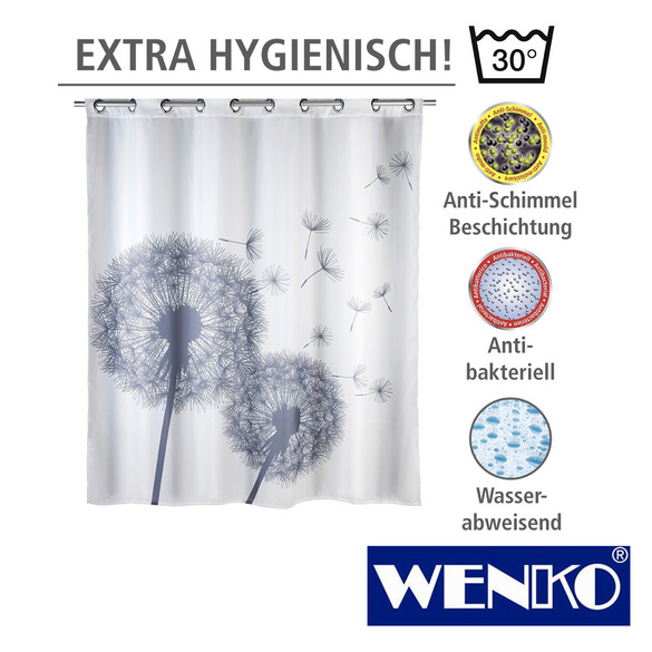 WENKO Anti-Schimmel Duschvorhang Astera Flex, Textil (Polyester), 180 x 200 cm, waschbar