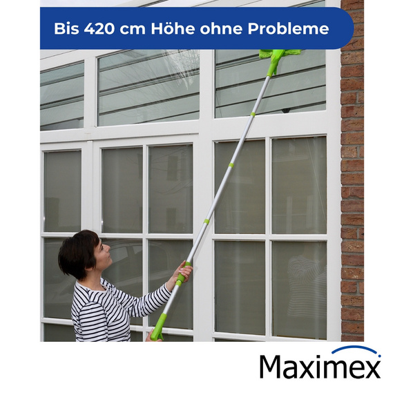 Maximex Sprüh-Fensterwischer extra lang, Arbeitshöhe bis 420 cm