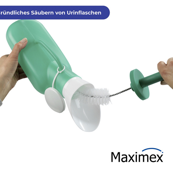 Maximex Urin-Flasche Unisex, mit Reinigungsbürste