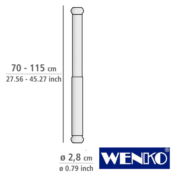 WENKO Teleskop-Duschstange "Luz" 70 - 115 cm weiß aus Aluminium