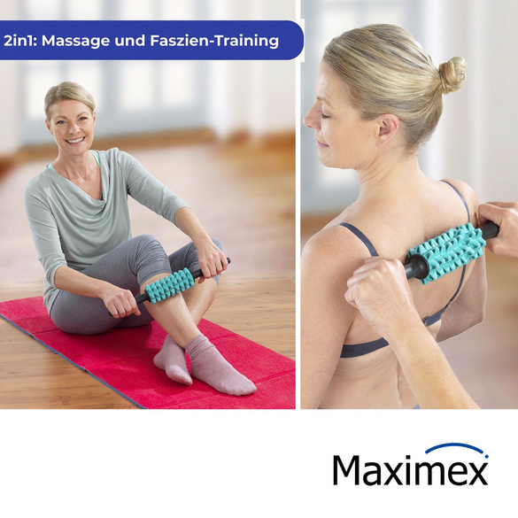 Maximex 2-in-1 Faszien- und Massageroller, mit 9 unabhängig voneinander beweglichen Massagerollen