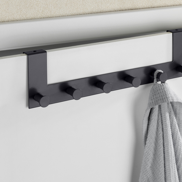 WENKO Türgarderobe Celano Schwarz, 6 Haken, für Türfalzstärken bis 2 cm