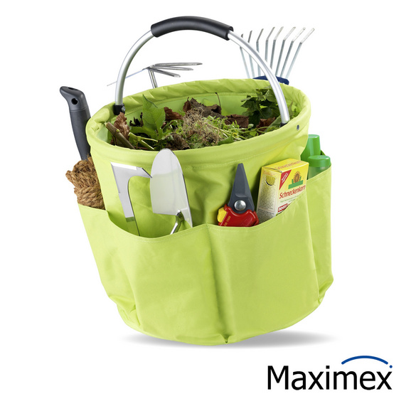 Maximex Garten Caddy XL Grün, großer Aufbewahrungscaddy mit Außentaschen