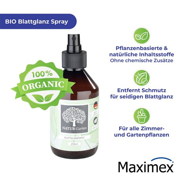Maximex BIO Blattglanz Spray 250ml, 100% natürliche Inhaltstoffe