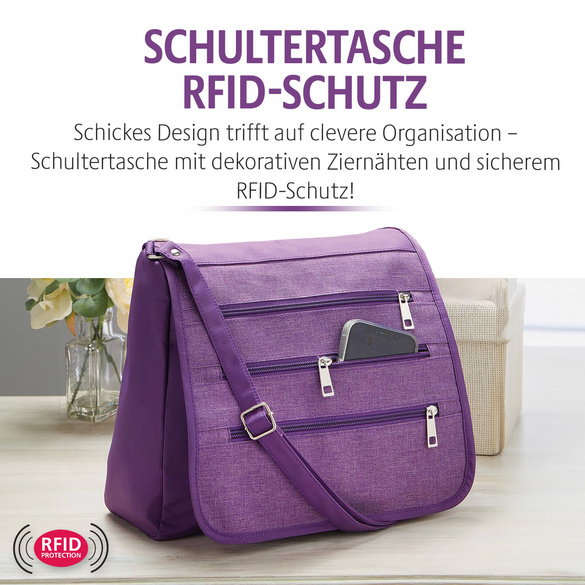 Schultertasche mit RFID-Schutz schwarz