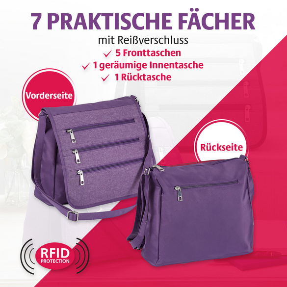 Schultertasche mit RFID-Schutz schwarz